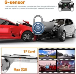 Dashcam voor auto - Zwart - 170° groothoeklens - HD Nachtzicht en G-sensor - Voor Android Autoradio — thumbnail 4