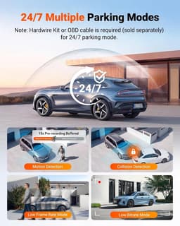 Dashcam voor auto - Zwart - 3,19 inch scherm - 4 Camera's met 2,7K HDR en Nachtzicht - Voor Binnen en Buiten gebruik — thumbnail 3