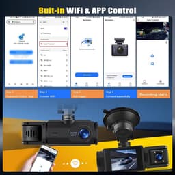 Auto Dashcam - Zwart - 3-kanaals - 1080P Video-opnamen met Nachtzicht - Voor Auto's — thumbnail 2