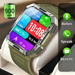 Blackview Smartwatch Heren - W60-Rugged Sporthorloge - Outdoorhorloges- Stappenteller - Hartslagmeter - Slaapmonitor - Belfunctie - LED Zaklamp - Geschikt voor Android en iOS - Groente — thumbnail 2