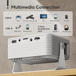 Mini Beamer Full HD 1080P – Compacte Projector met HDMI, USB & AV – 4K Ondersteuning – Home Cinema, Gaming & Presentaties — thumbnail 5