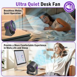 Stille tafelventilator, USB-miniventilator, 3-in-1 draagbare ventilator, 5000mAh-batterij, 5 instelbare windsnelheden, 360° draaibaar, geschikt voor thuis, kantoor, kamperen en buitenactiviteiten. — thumbnail 5