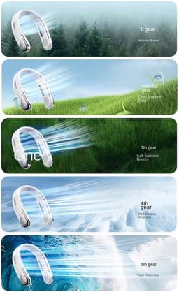 Oplaadbare draagbare nekventilator - 3000 mAh capaciteit, ventilator zonder bladen, blauwe koelventilator — thumbnail 4