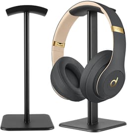 Hoofdtelefoonstandaards - Set van 2 - Headsetstandaards - Standaards voor over-ear hoofdtelefoons - Displaystandaards voor headsets - Bureau-opbergrek - Universeel ophangrek - Verdikte voet - 10,5*10,5*23 cm - Zwart — thumbnail 1
