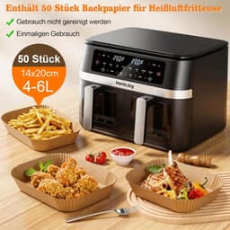 SnelShoppen - Airfryer Dubbele Mand 12L met Beeldvenster, 50 Papieren Liner, 12-in-1 Dubbelzone Airfryer met Digitaal Touchscreen, Sync-Cook Functie v — thumbnail 3