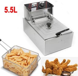 Elektrische Friteuse - Friteuse met Mand - Frietjes en Snacks Maken - Roestvrij Staal Constructie - 55 Liter - Zilverkleurig — thumbnail 2