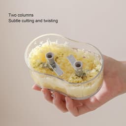 Keukenmachine Groentehakker - Handmatige Voedselhakker - Snel Ingrediënten Snijden - Roestvrijstalen Messen - 13 x 9 x 8 cm - Wit — thumbnail 2