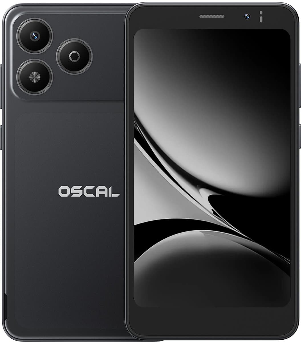OSCAL FLAT 3C Mini Smartphone - 4G AI - DUAL SIM - 12GB RAM - 32GB ROM - Android 16GO Telefoon - 5 inch - 3000mAh - 2MP+5MP - GPS - Zwart — afbeelding 1