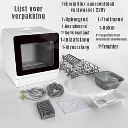 QORA® Mini Vaatwasser - Vaatwasser - Wit - ‎43cm x 43cm x 47cm — thumbnail 2