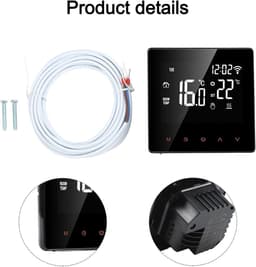 Slimme Thermostaat - Programmeerthermostaat Vloerverwarming - Comfort Vergroten - Spraakbesturing Compatibel - 10 x 10 x 6 cm - Zwart — thumbnail 5