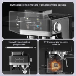 Espressomachine met Geïntegreerde Koffiemolen - 20 Bar - 1350W - Touchscreen - 1,8 Liter Watertank - Dubbele Extractie - Espressoapparaat — thumbnail 4