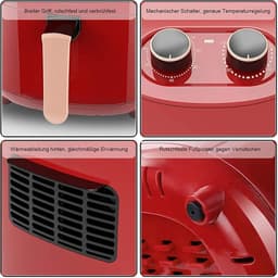 Airfryer - Heteluchtfriteuse - Gezond Koken - Snelle Hete Luchtcirculatie - 3.5 Liter - Rood — thumbnail 5