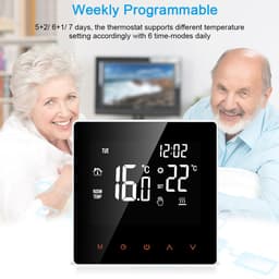 Slimme thermostaat - Smart thermostaat - Elektrische verwarming - Slimme vloerverwarming thermostaat - Geen WiFi - Wit + zwart — thumbnail 4