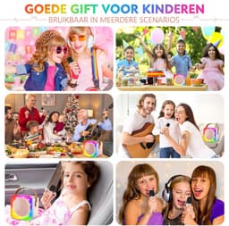 Karaoke Set voor Volwassenen en Kinderen – met 2 Microfoons – Bluetooth‑Speaker – Draagbaar Model – LED‑Verlichting — thumbnail 2