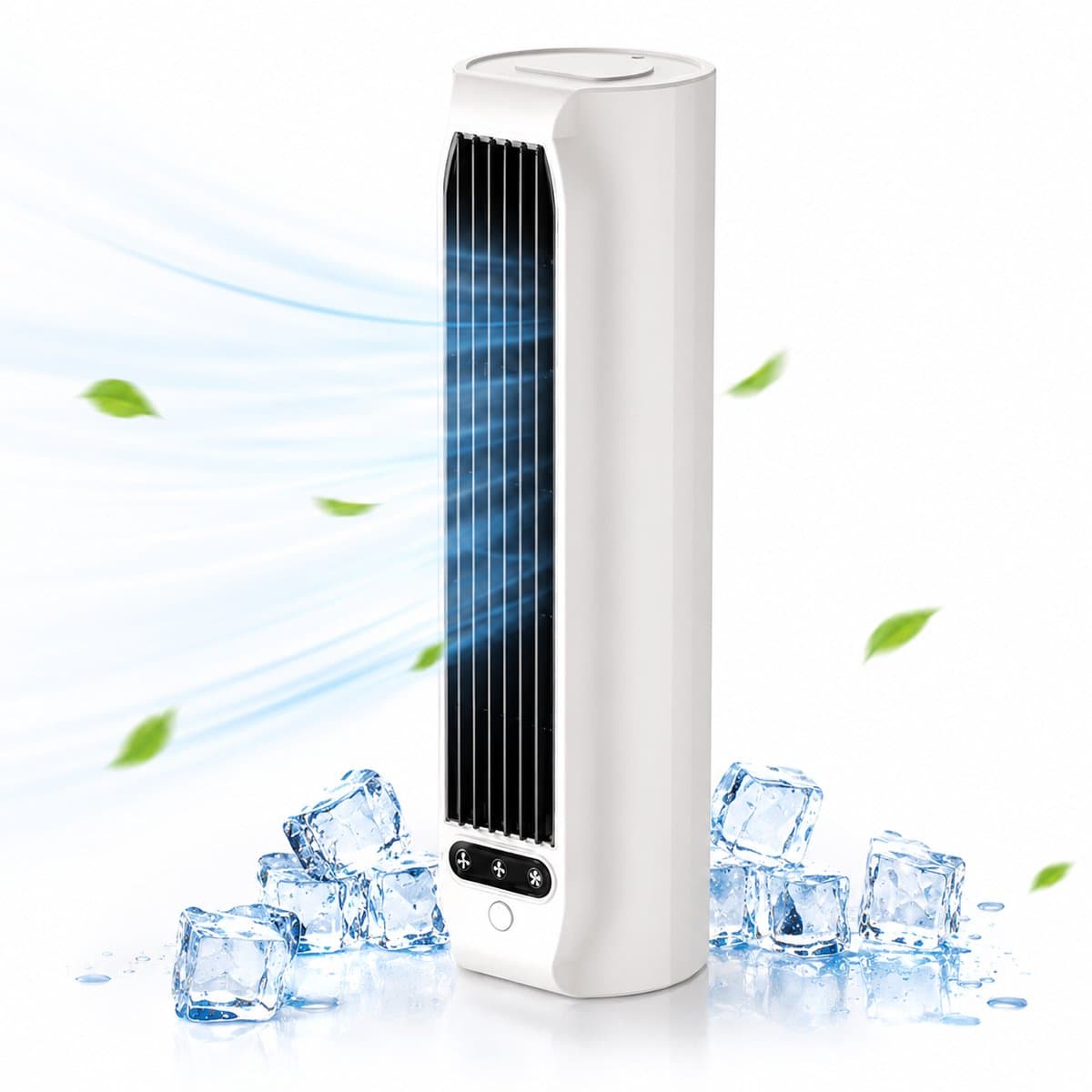 Tafelventilator Wit - Tower Fan - Mini Ventilator - Air Cooler Desktop - USB Ventilator - Stille Koelventilator - Met Telefoonhouder - 3 Snelheden — afbeelding 1