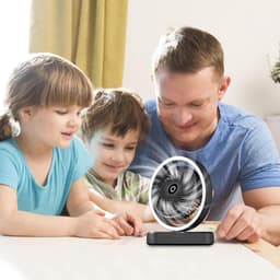 VHV - Ventilator - Tafelventilator - Tafelventilator met Automatische Oscillatie & Nachtlamp - 1800mAh Oplaadbare Ventilator met 270° Zwenkfunctie - Stille Air Circulator voor Bureau en Slaapkamer - Zwart — thumbnail 3