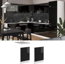 Keuken Frontpaneel - Vaatwasser paneel - Keuken Inrichten - Half-geïntegreerd model - 45 cm breed - Zwart hoogglans — thumbnail 4