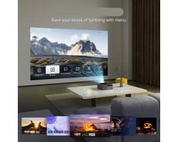 Beamer - Projector - Mini Projector - Full HD Native 1080P - met 120-inch E-ALR Projectorscherm & Stand – Outdoor Camping & Home Theater – EU Plug