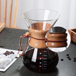 Handmatig Glazen Koffiezetapparaat met Houten Handvat 400 ml — thumbnail 3