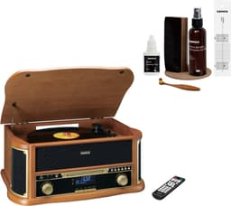 Lenco Retro Platenspeler Bundel - TCD-2571WD + TTA-6IN1 - Platenspeler met Bluetooth, DAB en Cassette - 6-delige LP Schoonmaakset — thumbnail 1