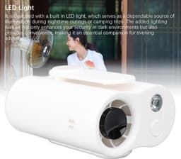 Oplaadbare Tailleventilator - Draagbare Heupventilator - Buitenactiviteiten - Vijf Gebruiksmodi - 195 g - Wit — thumbnail 4