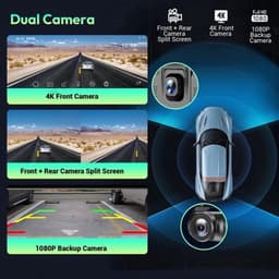 Dashcam Spiegel - Navigatiesysteem Auto - Dashcam voor auto - GPS Navigatie - Draadloze - 4K DVR - Bluetooth Audio - ADAS Systeem - 10.26" - Achteruitrijcamera - 64TF — thumbnail 2