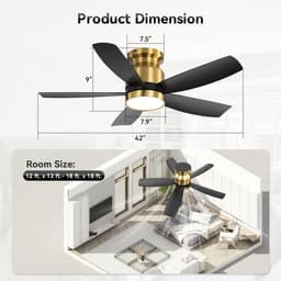 HAUSS SPOLE Ventilator – 42 Inch Met Verlichting En Reversibele DC-Motor – ABS – Zwart Goud – 6 Snelheden En Timer Voor Woonkamer — thumbnail 4