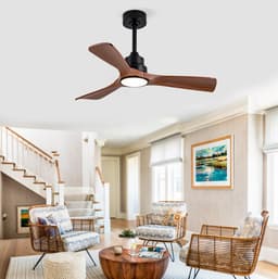FloraGrace Ventilator – 42 Inch Met Verlichting En Afstandsbediening – Ijzer En ABS – Matzwart En Donker Walnoot – Voor Slaapkamer En Terras — thumbnail 4