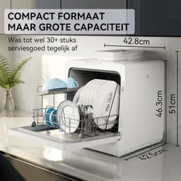 JCP® Mini Vaatwasser - Campinggebruik - Tafelvaatwasser - Wit - 43cm x 43cm x 46cm — thumbnail 3