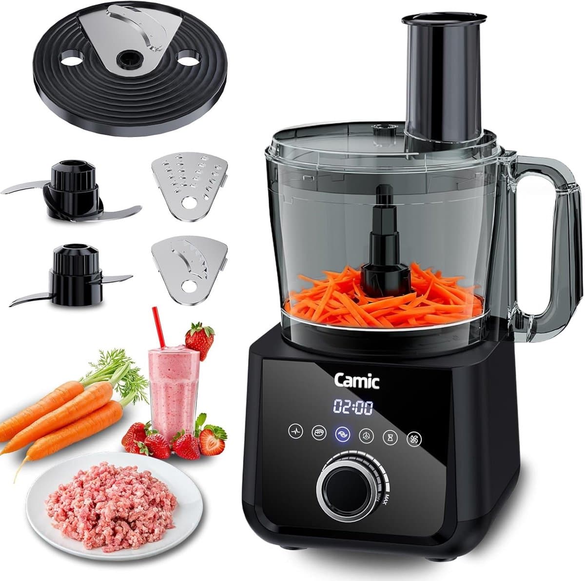 SnelShoppen - Compacte Keukenmachine Food Processor 1500W Motor, 6 Functies, PowerChop, 3-in-1 Schijf, Eenvoudige Montage, 2,5L Kom voor Smoothies, Ha — afbeelding 1
