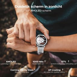Anymoving M1-Sporthorloge met GPS Tracker-Smartwatch Heren - 1.5" AMOLED - Dual band GPS - AI Functie - 170+ Sportmodi - Bluetooth Belfunctie - 5ATM Waterdicht - Hartslagmeter - Geschikt voor Android en iPhone - Zilver — thumbnail 5