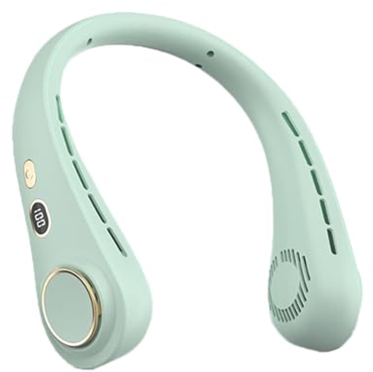 Nekventilator Groen – Outdoor Draagbare Hals Ventilator met 5 Standen en LED Display – Lichtgewicht Bladloze Ventilator — afbeelding 1