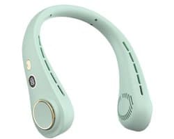 Nekventilator Groen – Outdoor Draagbare Hals Ventilator met 5 Standen en LED Display – Lichtgewicht Bladloze Ventilator