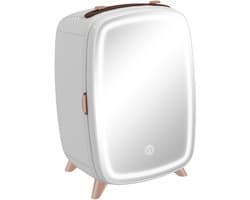 Koelkast 6 liter wit plastic mini schoonheidskoelkast met led spiegel voor slaapkamer hotel kantoor