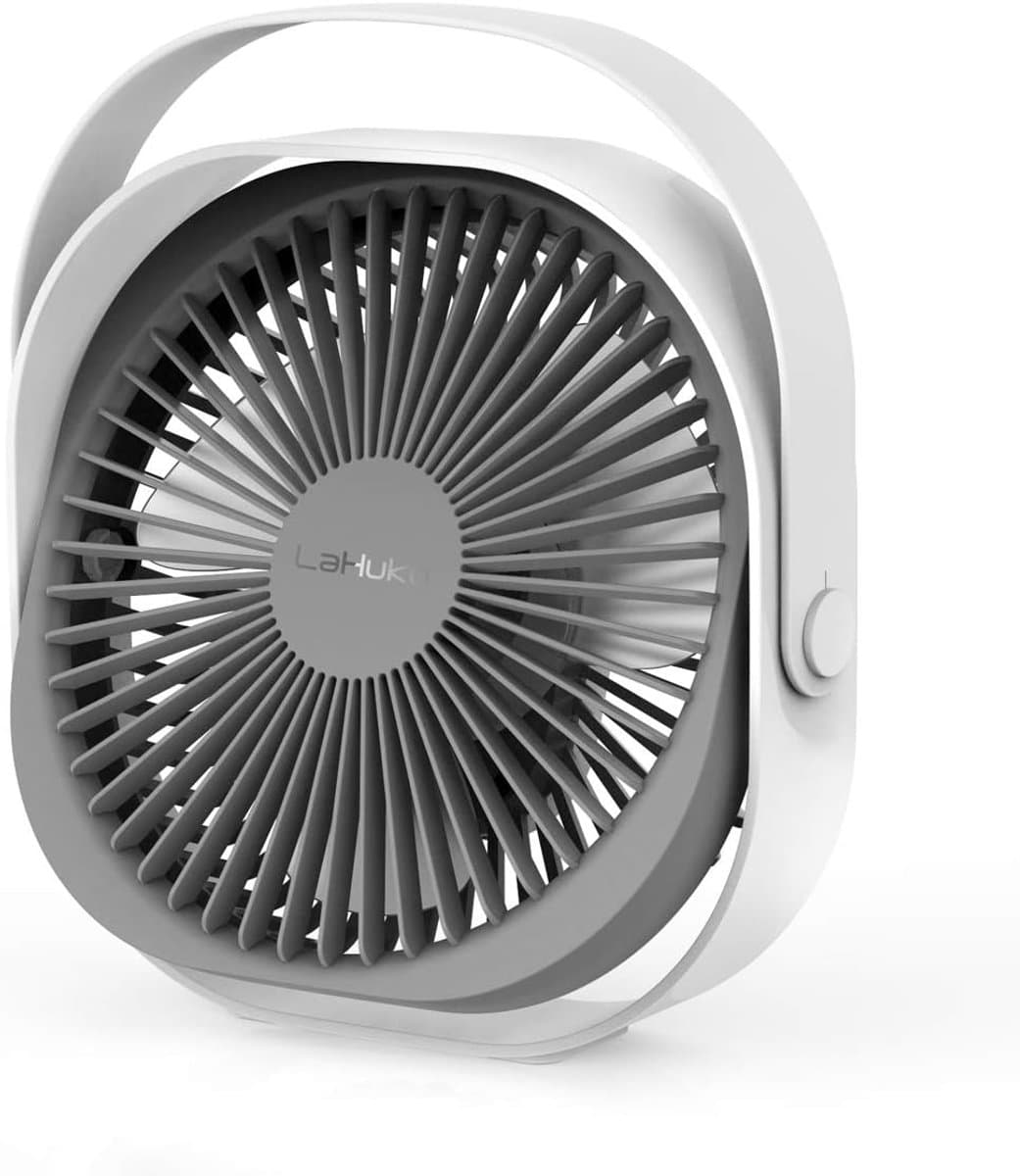 USB-ventilator, 220 mm tafelventilator, oplaadbare stille draagbare ventilator 360 ° verstelbaar 3 modi bureauventilator met handvat voor kantoorslaapkamerreizen — afbeelding 1