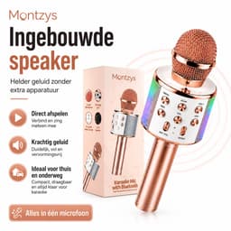Montzys® Karaoke Microfoon Set - Bluetooth & Ingebouwde Speaker - Draadloos & LED - voor Kinderen & Volwassenen — thumbnail 5