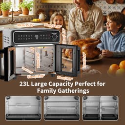 Dubbele Airfryer Oven 23L – 12-in-1 Heteluchtfriteuse met Dual Zone, Sync & Dual Cook, 230°C, Rotisserie en 13 Accessoires – Zwart — thumbnail 2