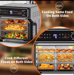 Dubbele Airfryer Oven 23L – 12-in-1 Heteluchtfriteuse met Dual Zone, Sync & Dual Cook, 230°C, Rotisserie en 13 Accessoires – Zwart — thumbnail 5