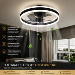 Plafondventilator met LED verlichting - Dimbaar en stille werking - Afstandsbediening inbegrepen — thumbnail 2