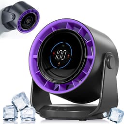 Bureauventilator, 5000mAh batterij, LED-display, 1-199 snelheden en 105° draaibare kop, krachtige luchtstroom, wandventilator voor kantoor, thuis, slaapkamer en keuken — thumbnail 1