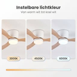 Plafondventilator - Met Verlichting - Plafond Ventilator - Met Lamp - Plafonniere Met Ventilator - Met Licht - Hout - 132cm — thumbnail 5
