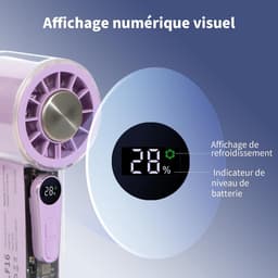 Draagbare zakventilator met ingebouwde koeler, 5000mAh-batterij, led-scherm, krachtige turbofunctie en transparante behuizing. Ideaal voor op reis, de zomer, concerten en buitenactiviteiten. — thumbnail 5