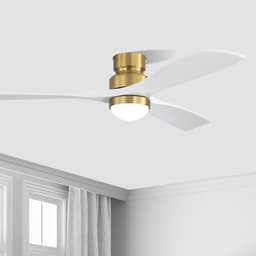 Plafondventilator Met Lamp - 3 Hout Bladen - Ø 52 inch - Dimbare lamp - Met Afstandsbediening - 3 kleurtemperaturen - Geluidsarme werking - LED's Light - Goud, wit — thumbnail 4