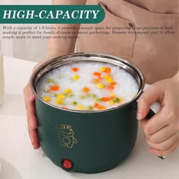 Elektrische Hot Pot - Mini Kookpan - Snelle Maaltijden - Met Stoompan - 18 Liter - Groen — thumbnail 3