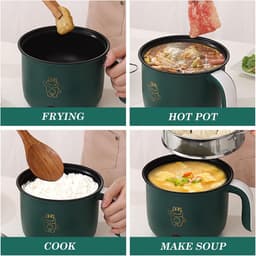 Elektrische Hot Pot - Mini Kookpan - Snelle Maaltijden - Met Stoompan - 18 Liter - Groen — thumbnail 2
