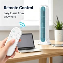 Stille Draagbare USB Torenventilator - Bladloos - 4000mAh Accu - 3 Snelheden - Met Losse Voet En Afstandsbediening - Geschikt Voor Bureau - Slaapkamer En Kamperen - rood — thumbnail 2