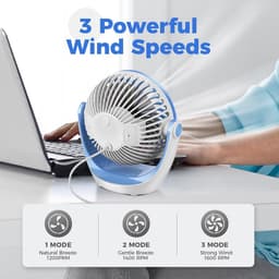 USB Bureauventilator - Stil - Mini Tafelventilator - 3 Snelheden - 360° Verstelbaar - USB Aangedreven - Opvouwbaar 17 cm — thumbnail 4