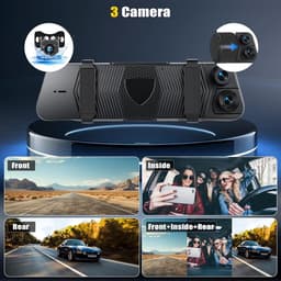 SnelShoppen - 3-Kanaals Dashcam met App, 9.66-inch IPS Touchscreen, Nachtzicht, Loopopname, 24-Uur Parkeerbewaking, G-Sensor, Parkeerhulp — thumbnail 2