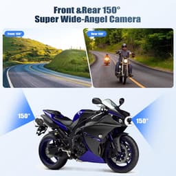 SnelShoppen - 8,1 inch HD motorfiets dashcam met dubbele camera voor-achter, draadloos, IP68, Bluetooth, CarPlay, Android Auto, universeel DVR met EQ- — thumbnail 3