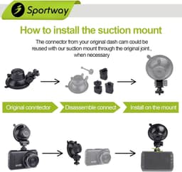 SnelShoppen - Sportway S501 Dash Cam Zuignap Houder - Vervangbare Hinge voor Diverse Dashcams - Compact en Verbeterde Zichtlijn — thumbnail 4